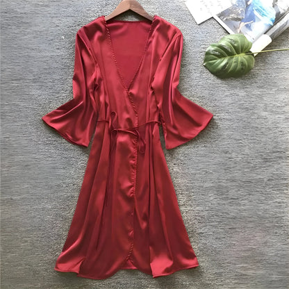 Red Satin Robe Pinafore