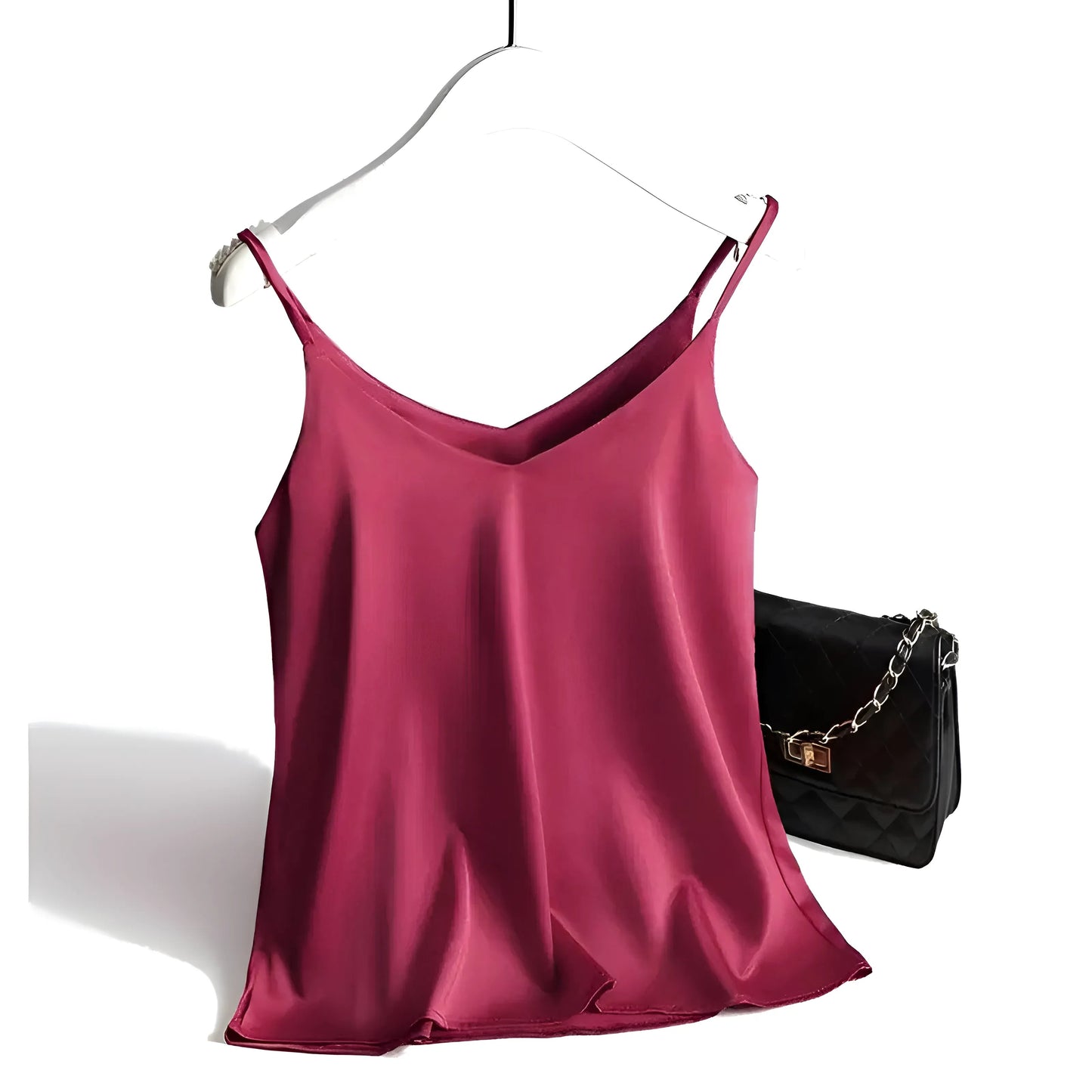 Red Silk Satin Women's Camisole