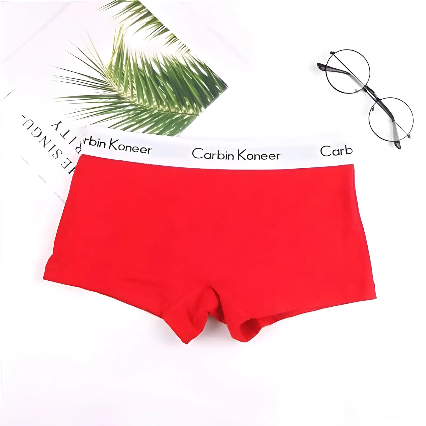 Red Women's Boxer Briefs with Elastic Waistband