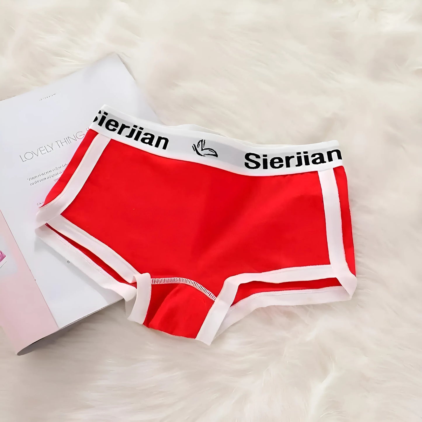 Red Women's Boxer Briefs with Piping