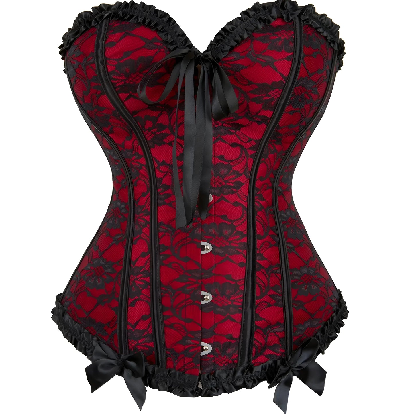 Red Women's Corset with Black Lace