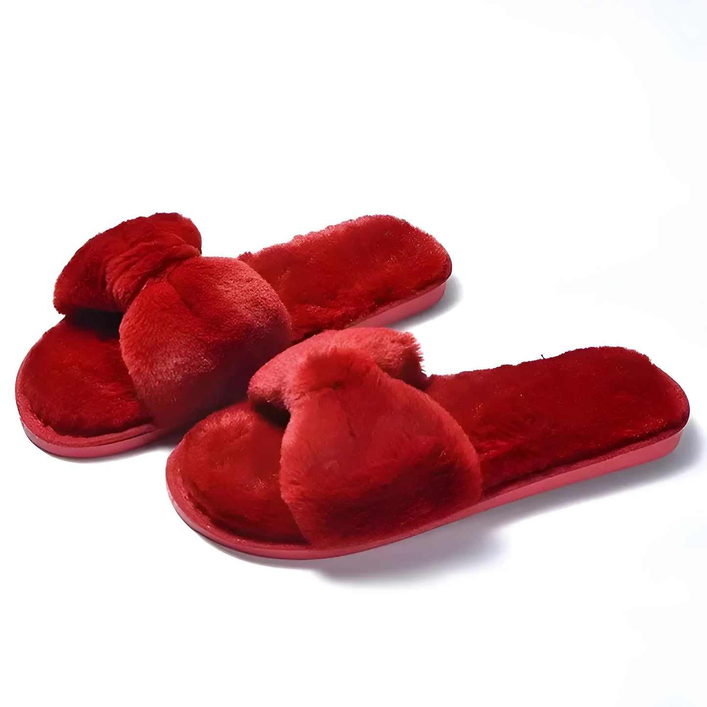 Red Women's Slippers with Bow