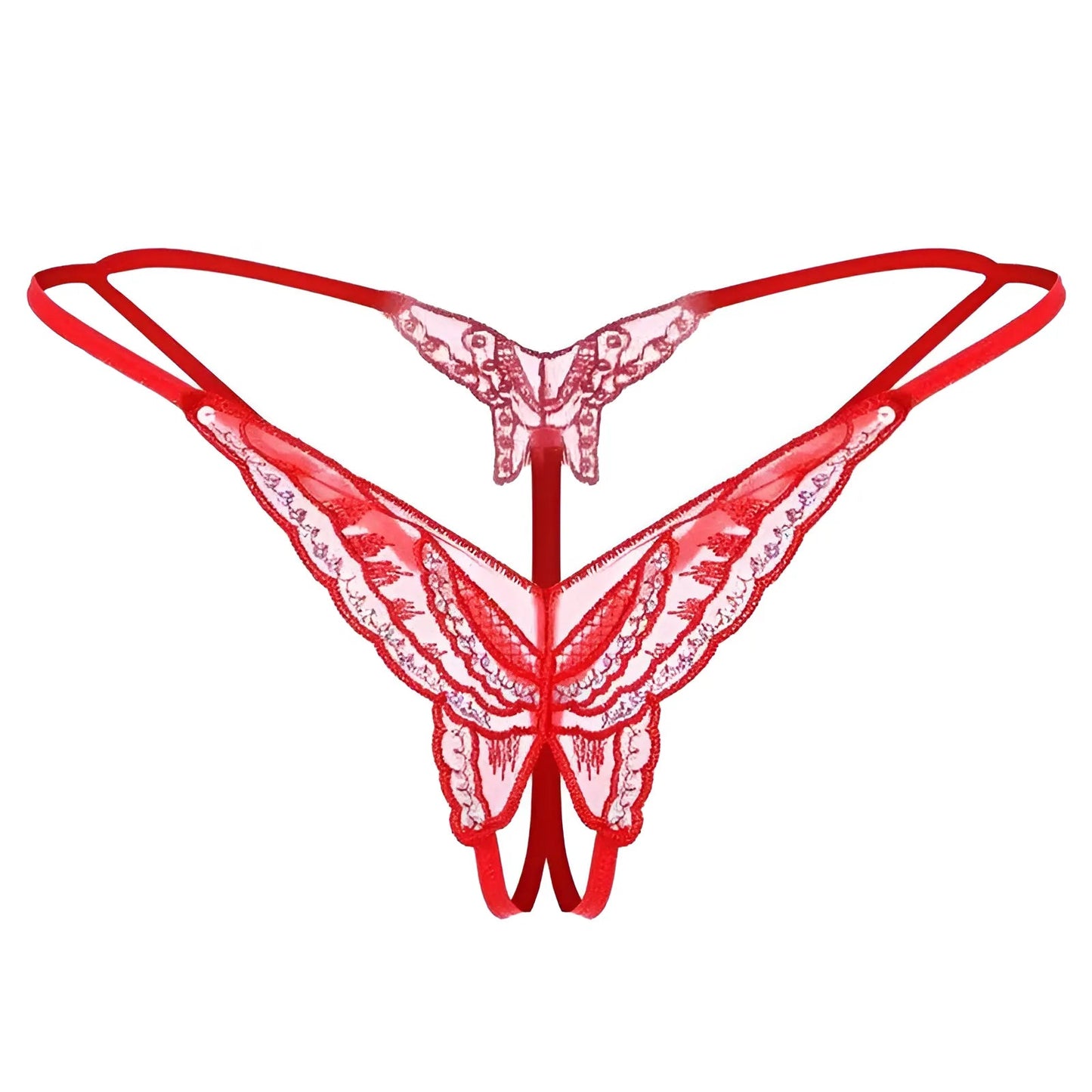 Red Women's Thong with Decorative Butterfly