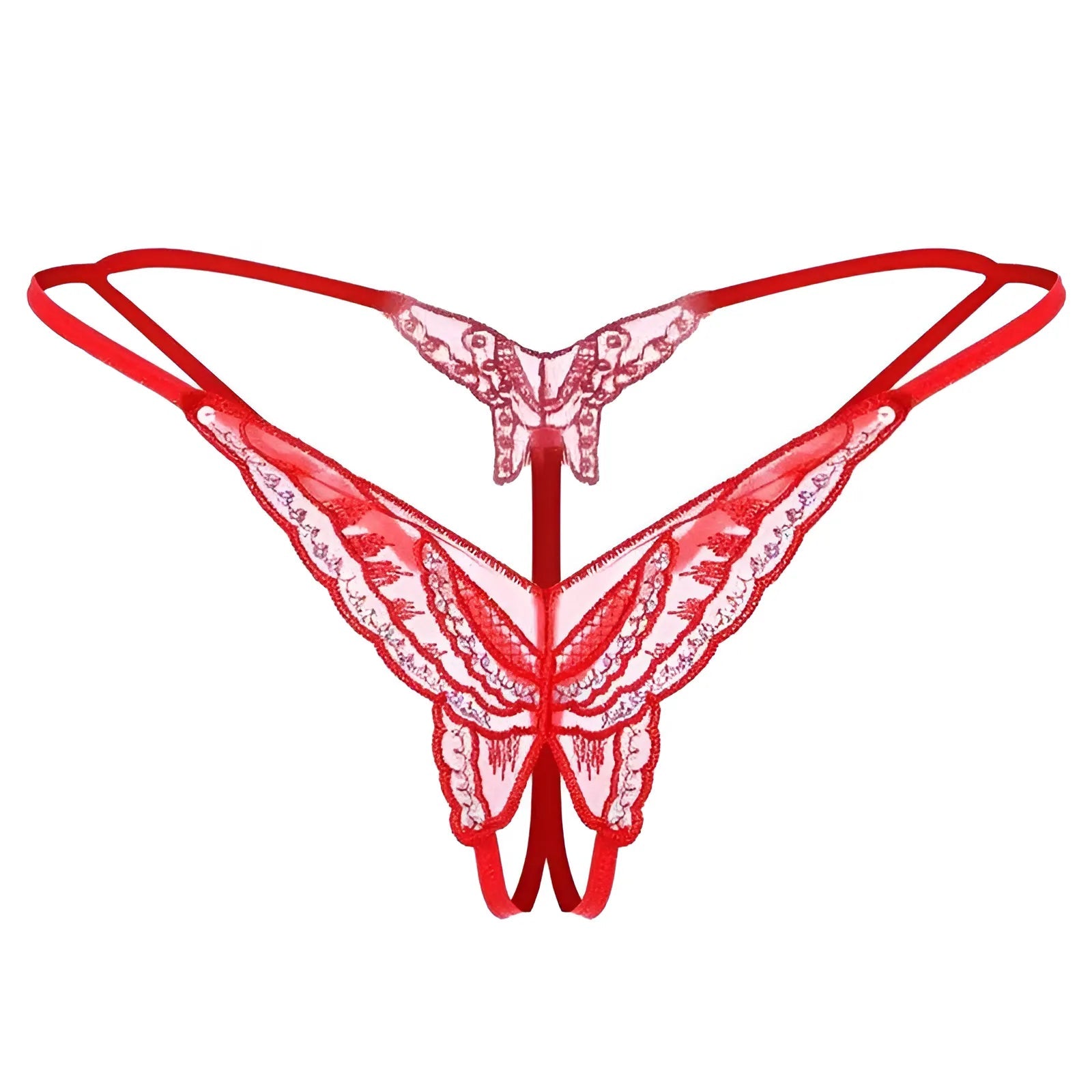 Red Women's Thong with Decorative Butterfly