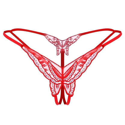 Red Women's Thong with Decorative Butterfly