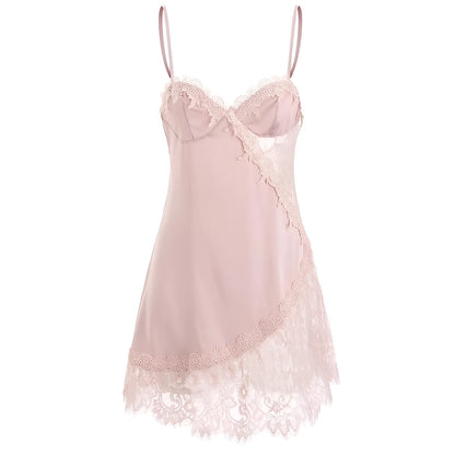 Silk Nightdress with Lace Embellishments