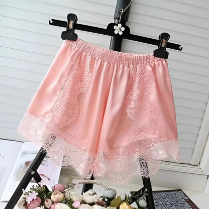 Salmon Lace Trim Sleep Shorts