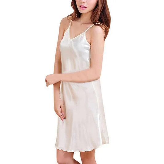 Satin nightgown - white / s