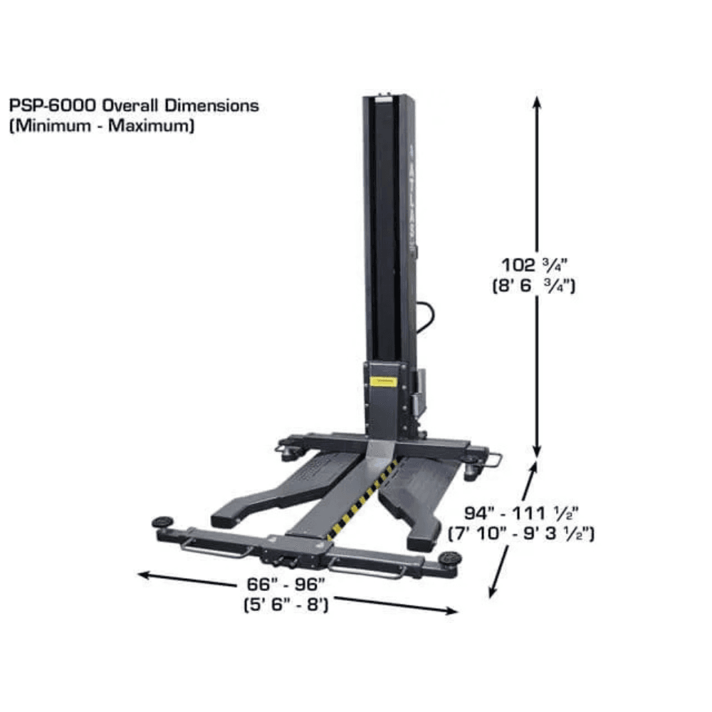 Atlas PSP-6000 6,000 lbs. Portable Single-Post Car Lift System