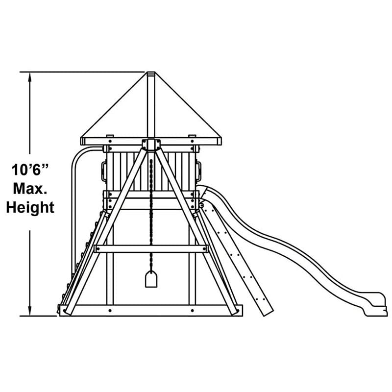 Congo Monkey Playsystem Adventurer Wooden Outdoor Swing Set with Fort Wave Slide and Rock Wall