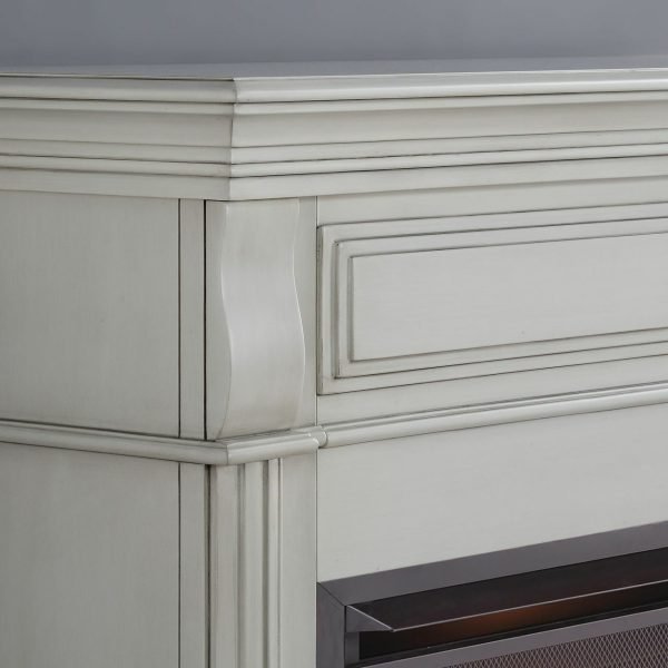 Duluth Forge Antique White Full Size Electric Fireplace with Wood Mantel