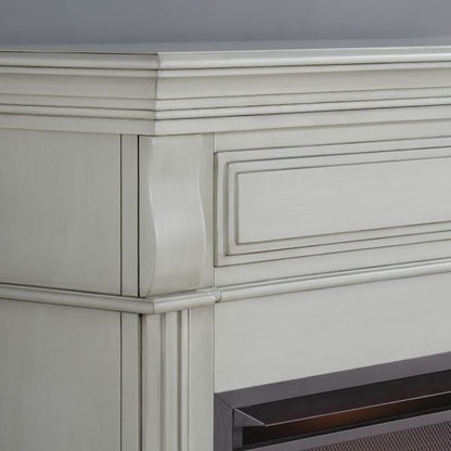 Duluth Forge Antique White Full Size Electric Fireplace with Wood Mantel