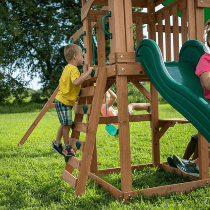 Backyard Discovery Canyon Creek Cedar Wood Outdoor Playset with Slide and Kitchen