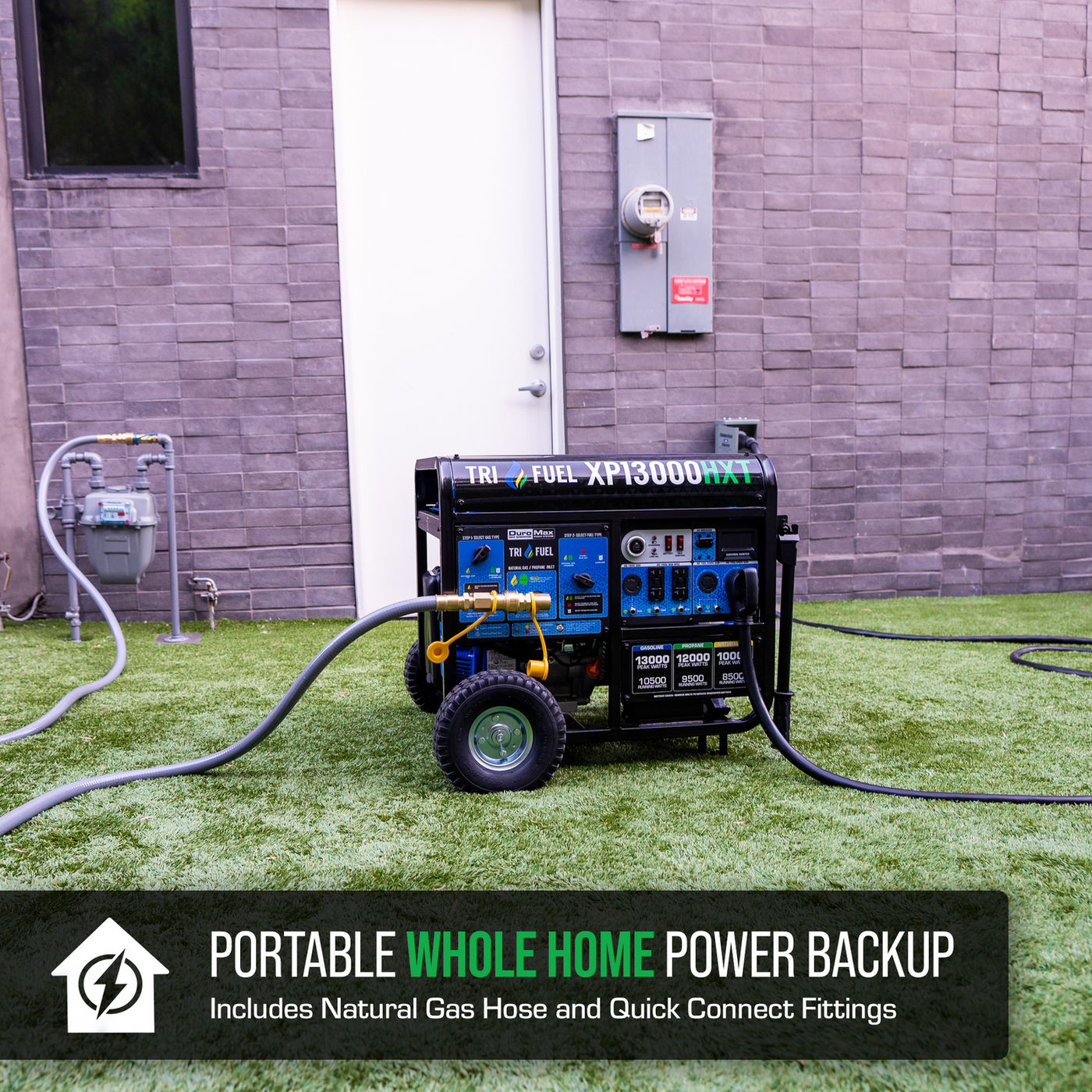 DuroMax XP13000HXT 13000-Watt Tri-Fuel Portable Generator with CO Alert