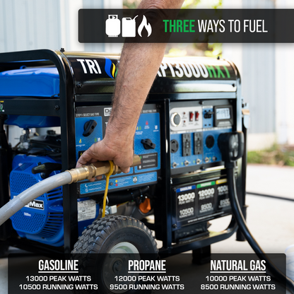 DuroMax XP13000HXT 13000-Watt Tri-Fuel Portable Generator with CO Alert