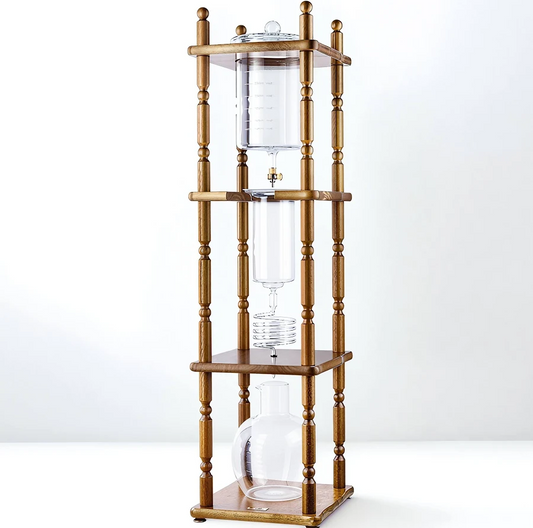 Yama 25 Cup Cold Brew Tower Curved Brown Wood Frame