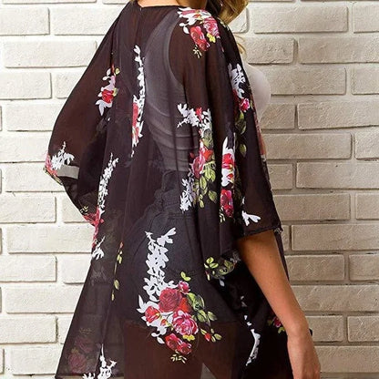 Short beach kimono - black / s/m