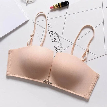 Simple push-up bra with detachable straps - beige / 32a