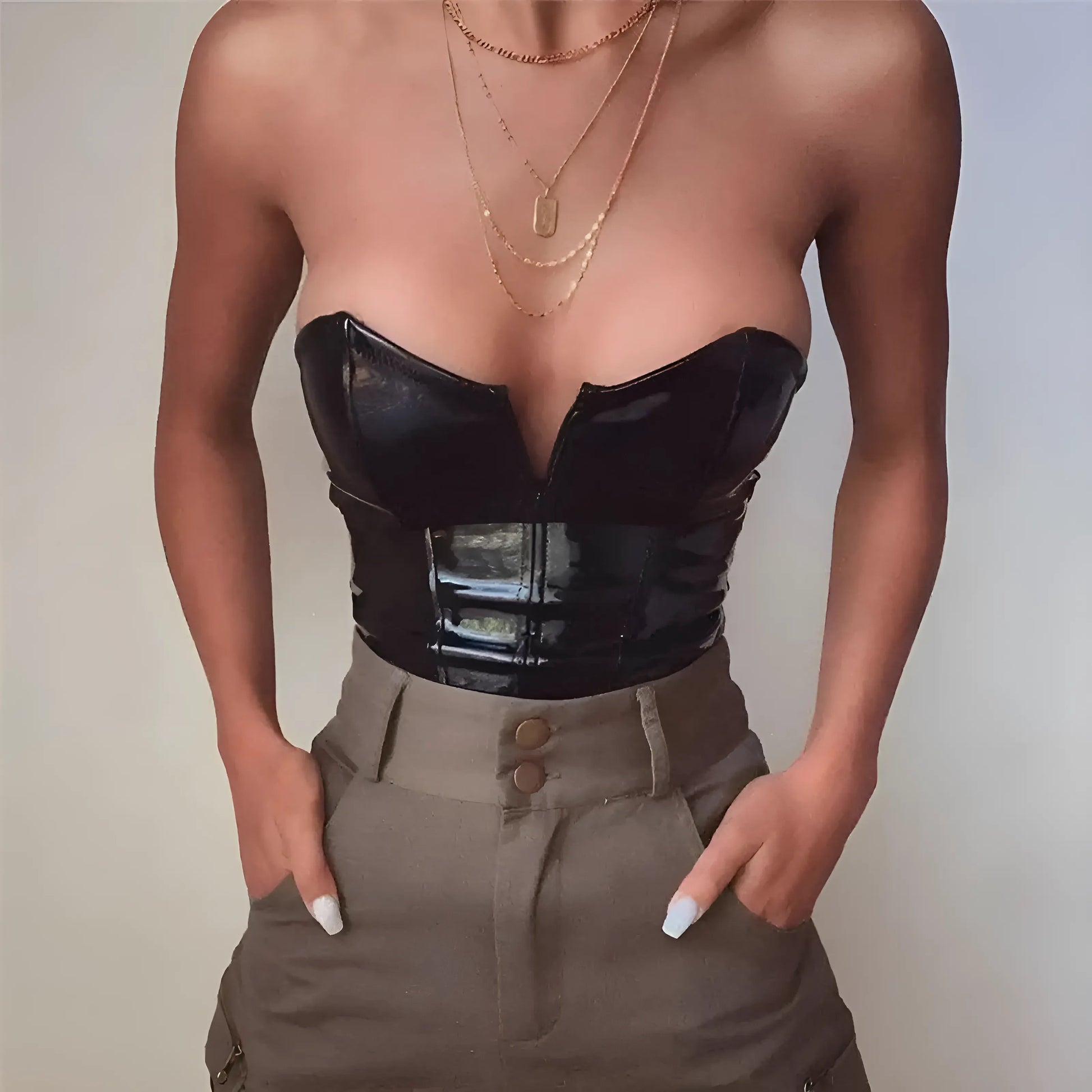  Strapless Latex Bodysuit