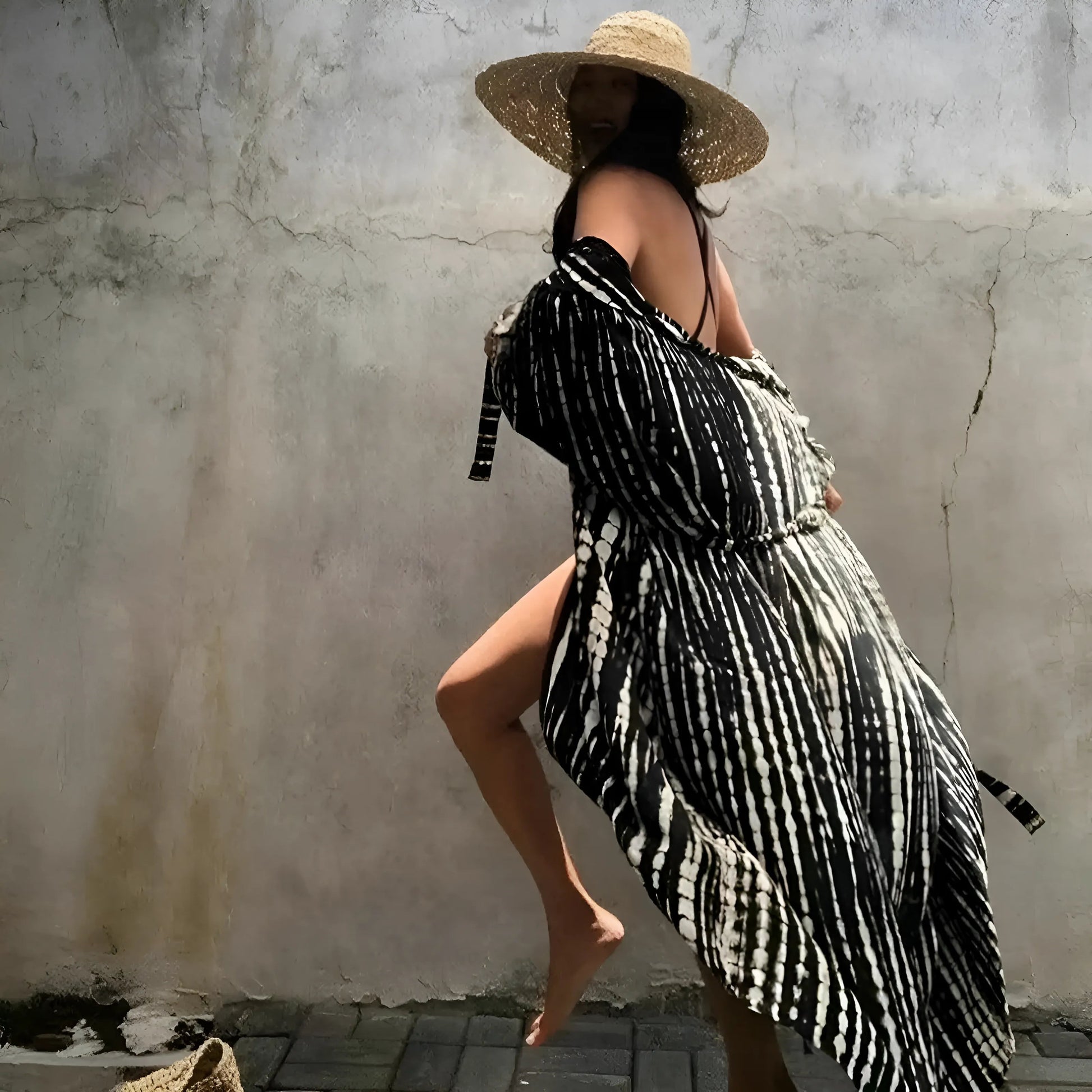  Striped Beach Kimono