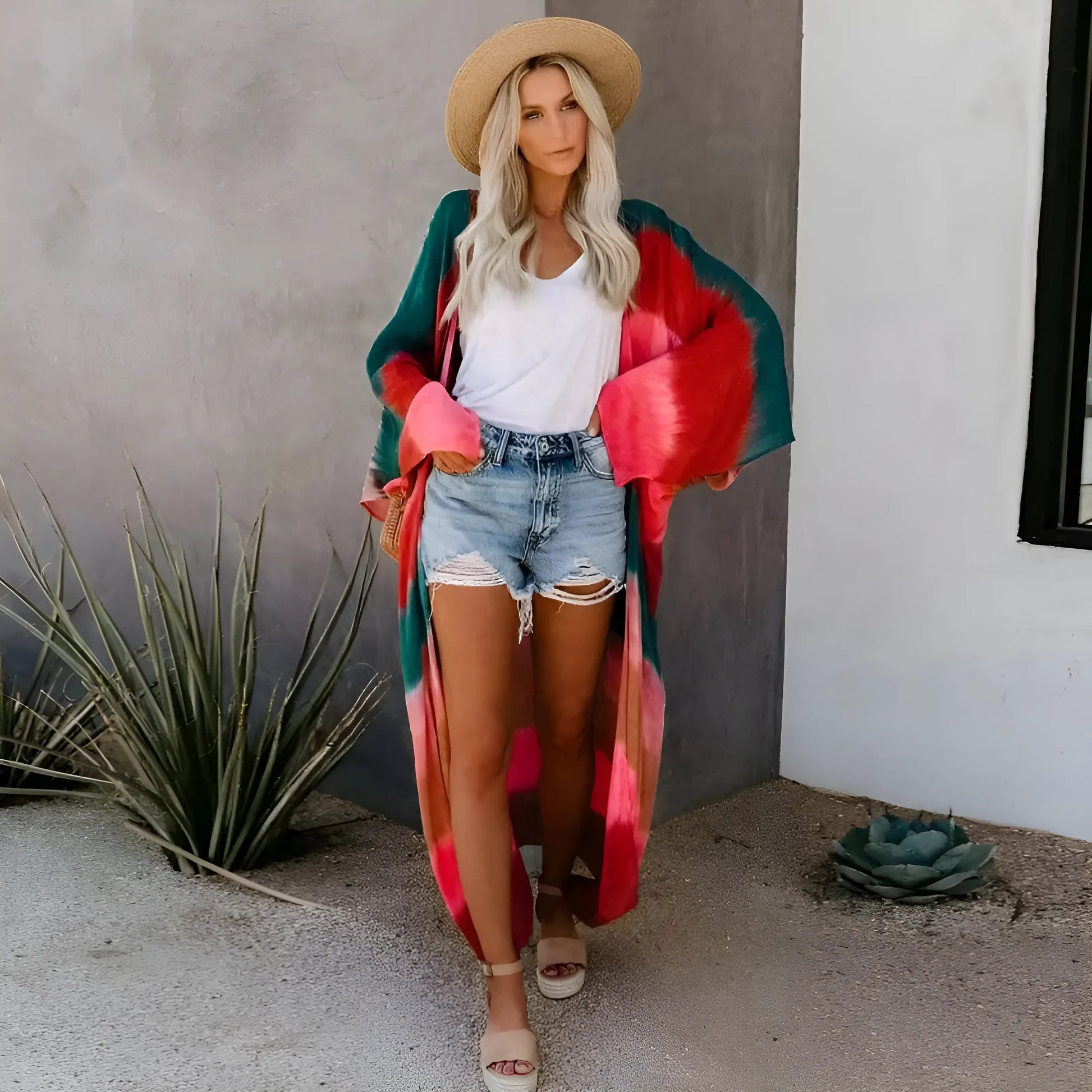  Striped Beach Kimono