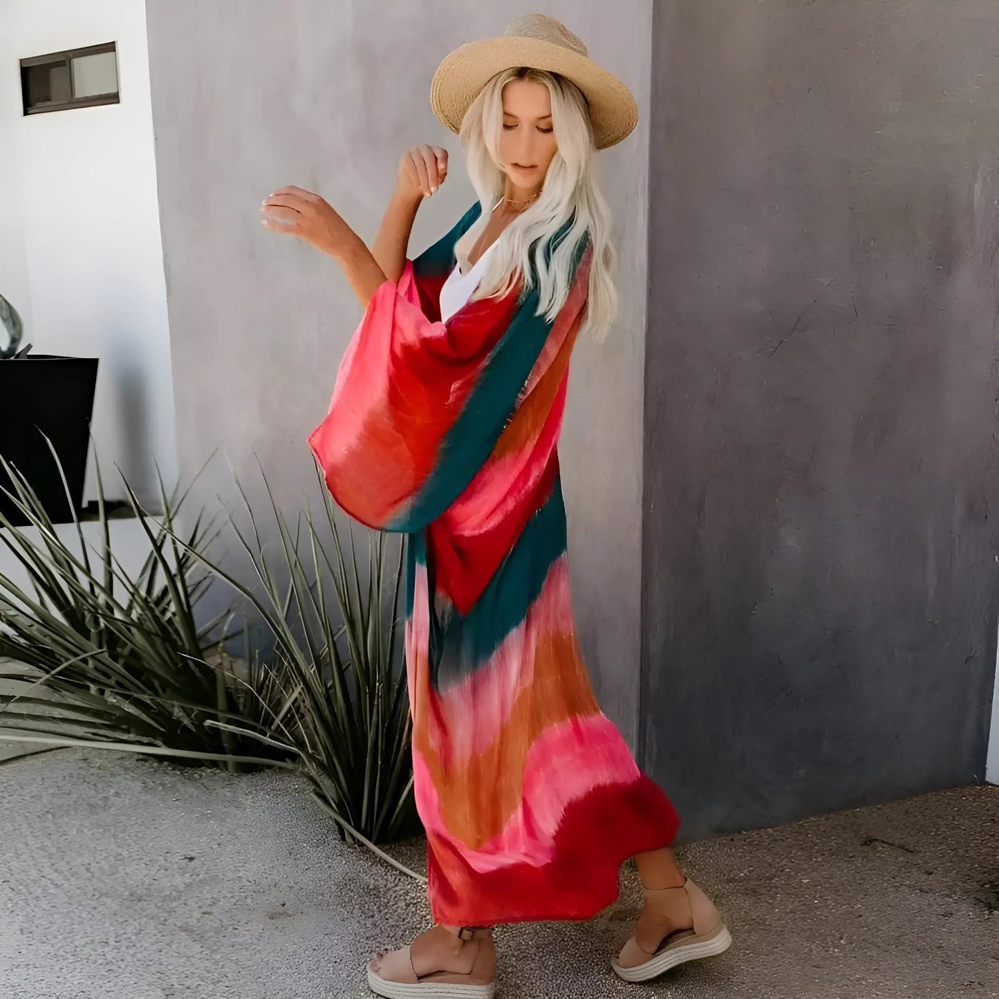  Striped Beach Kimono