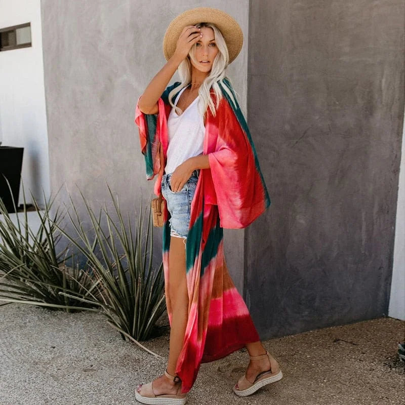 Striped beach kimono