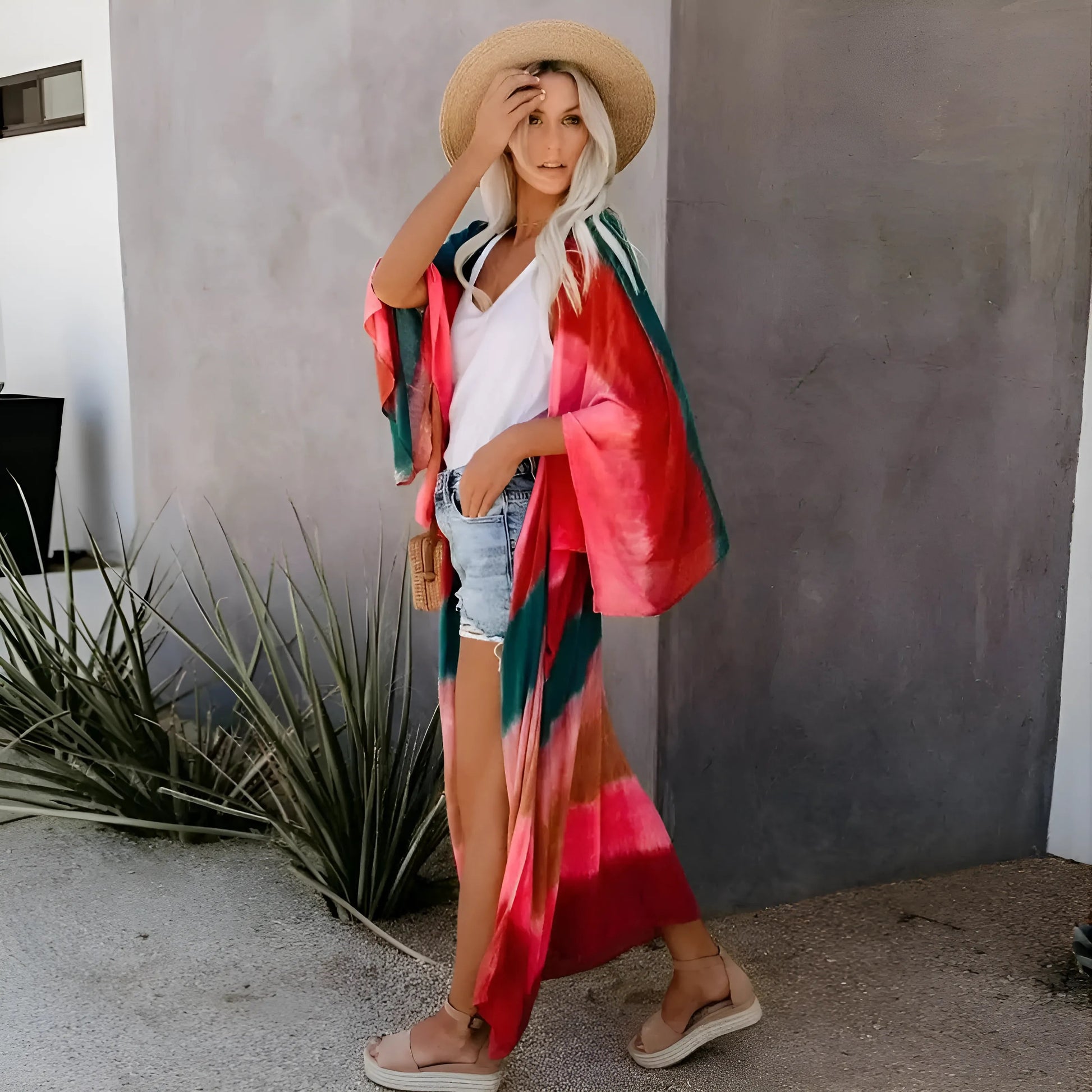  Striped Beach Kimono