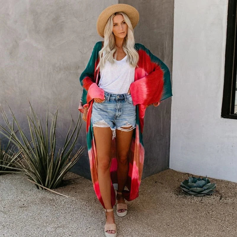 Striped beach kimono