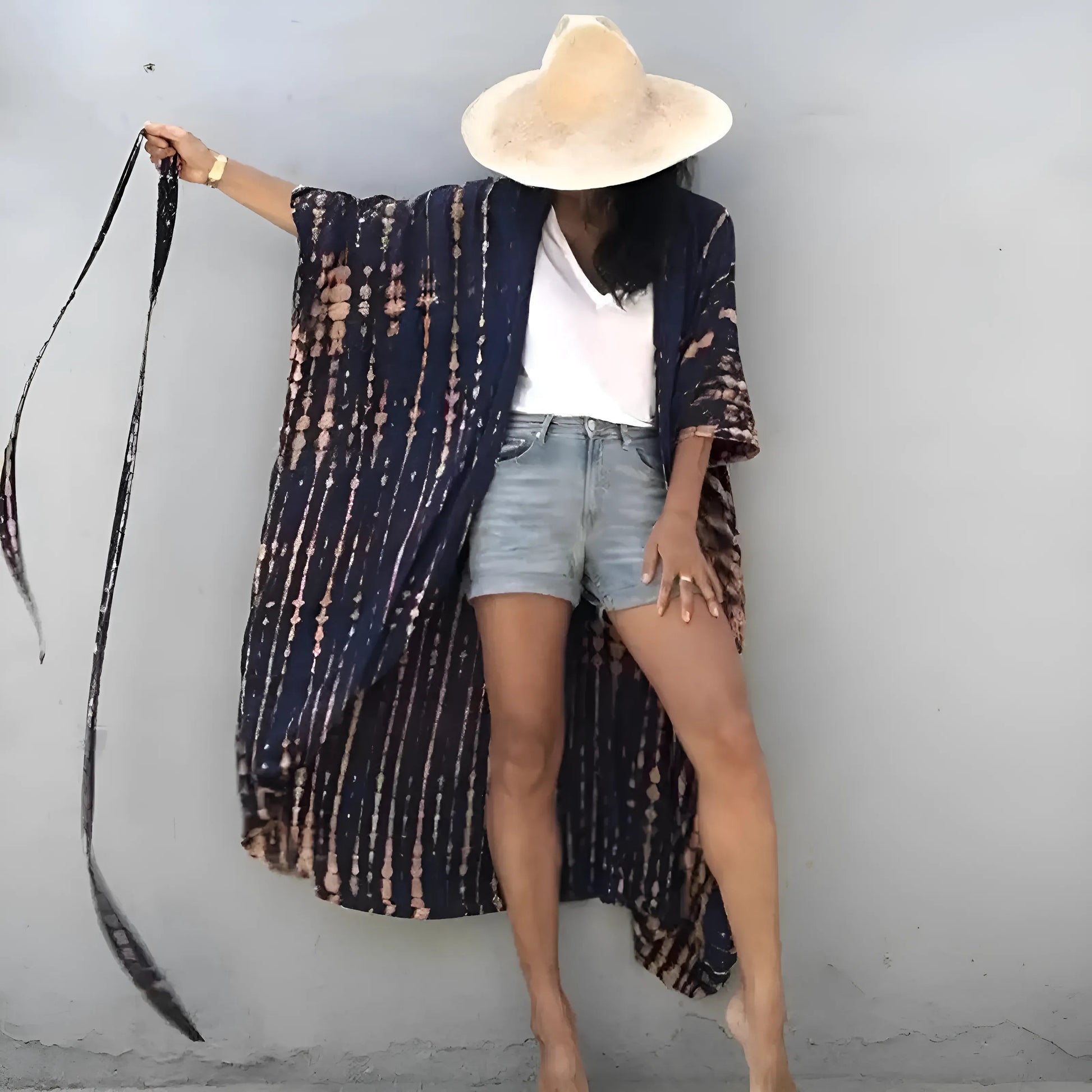  Striped Beach Kimono