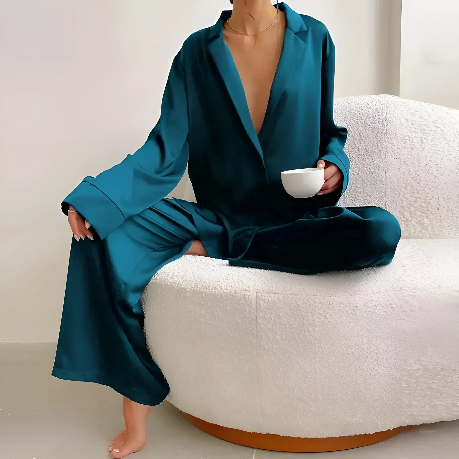 Turquoise Wide satin pyjama