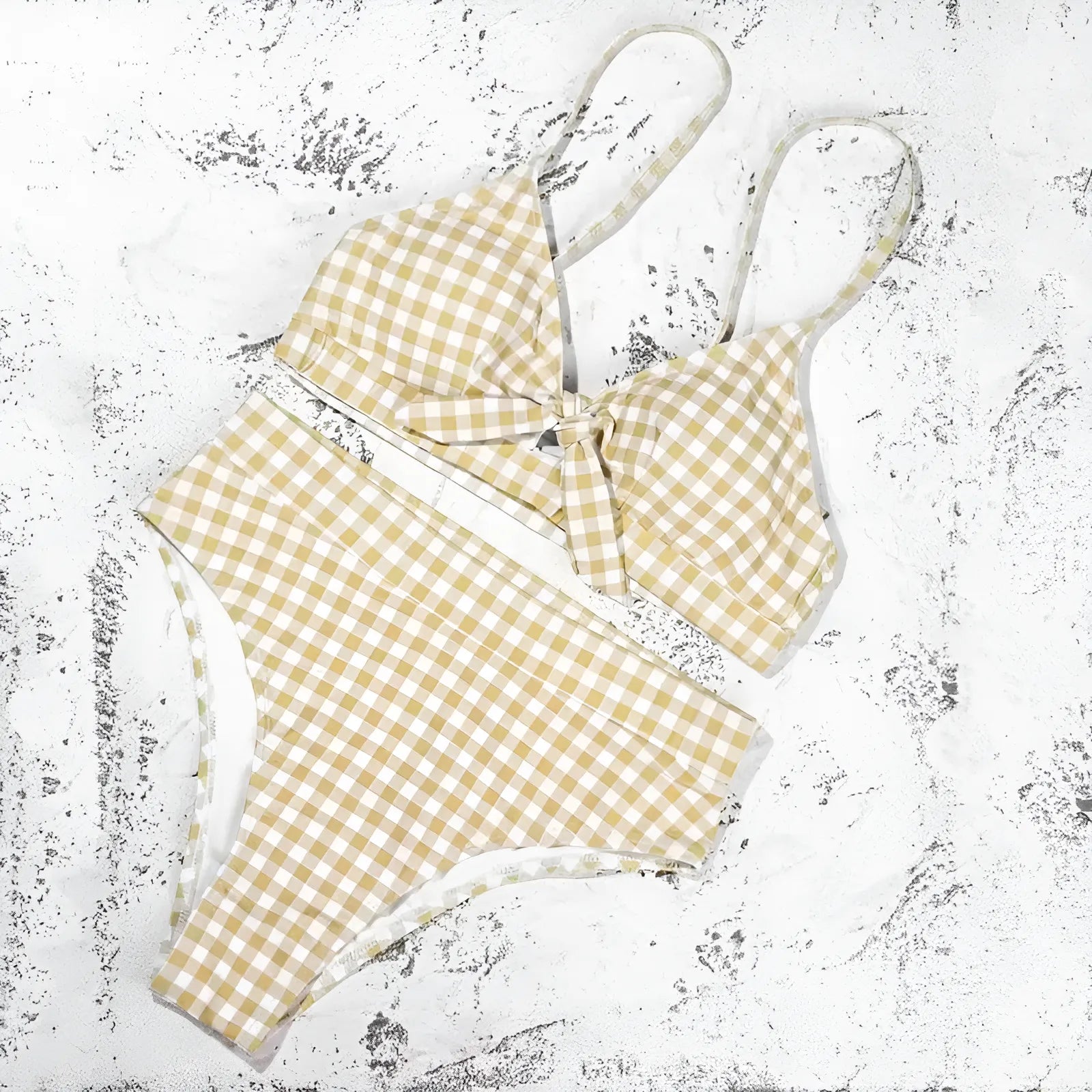  Two-Piece Swimsuit in Delicate Check Pattern