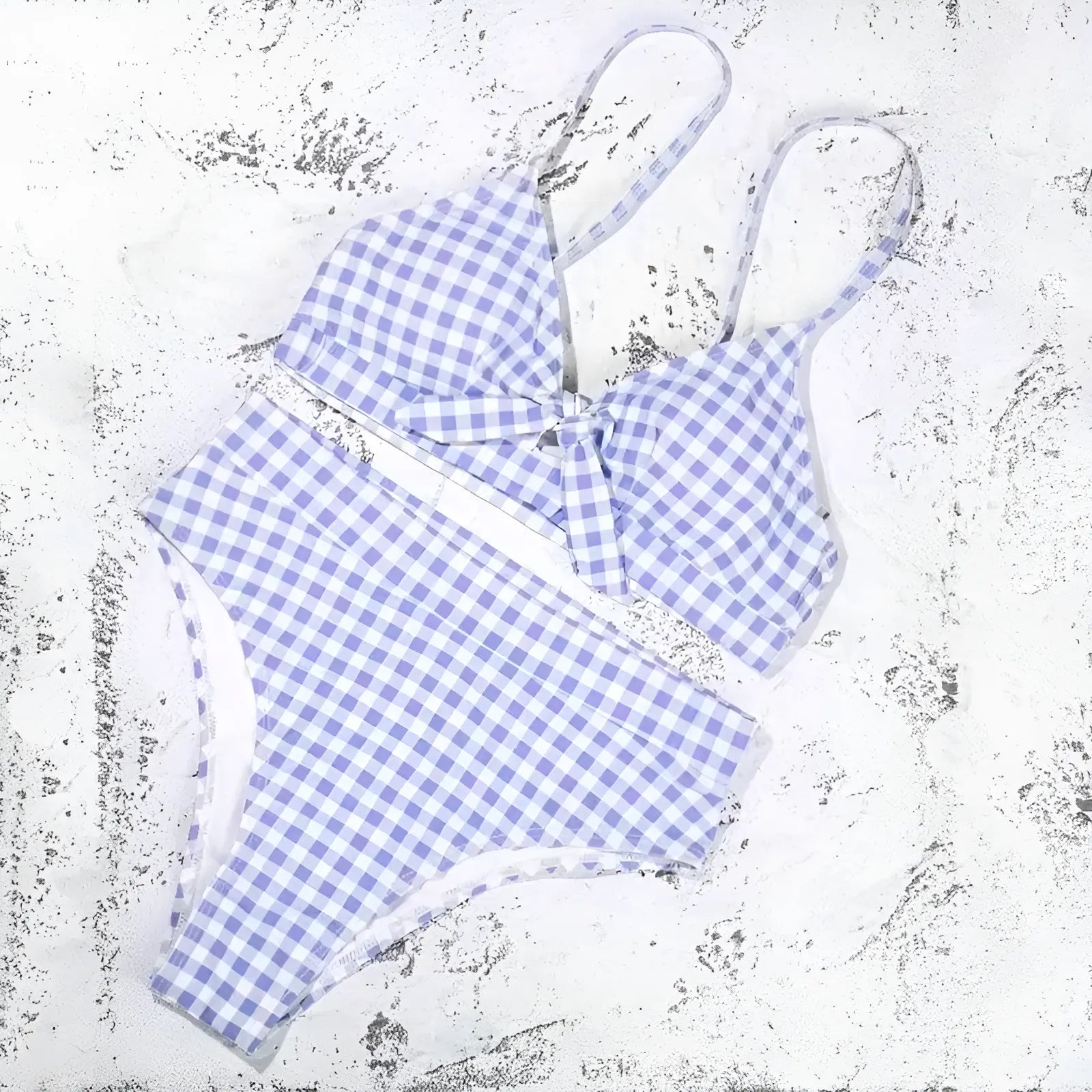  Two-Piece Swimsuit in Delicate Check Pattern