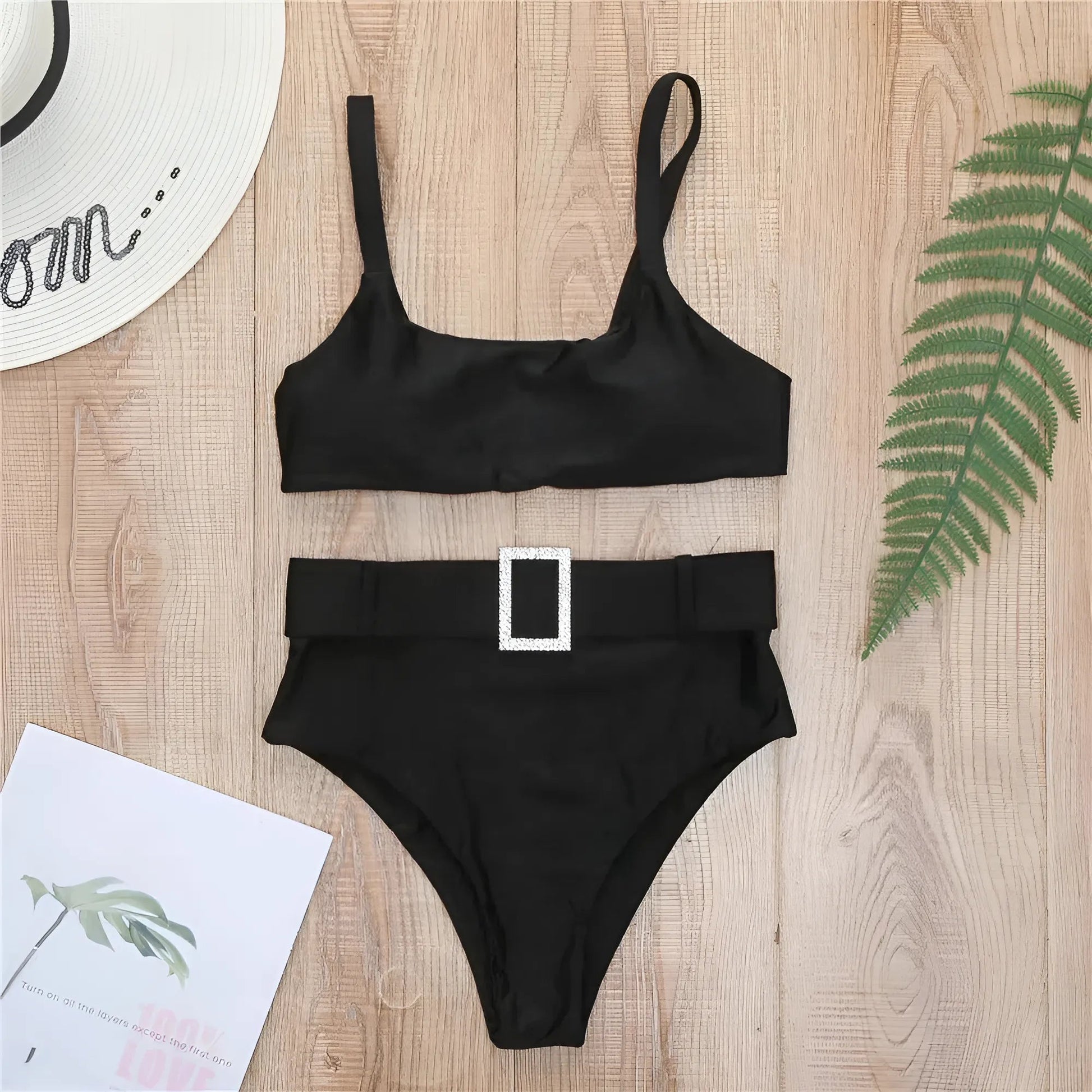  Two-Piece Swimsuit with Silver Buckle