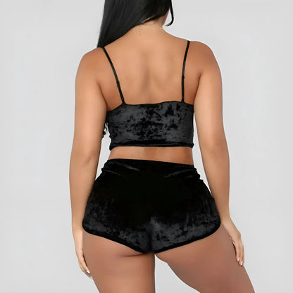  Velvet Pyjama Set with Top and Shorts