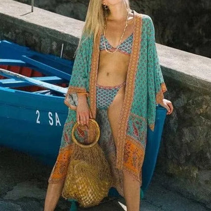 Vintage-style beach kimono