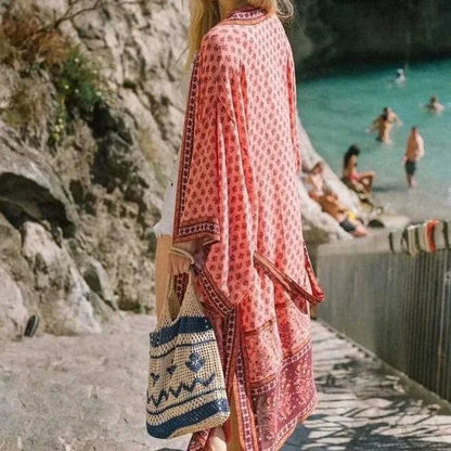 Vintage-style beach kimono