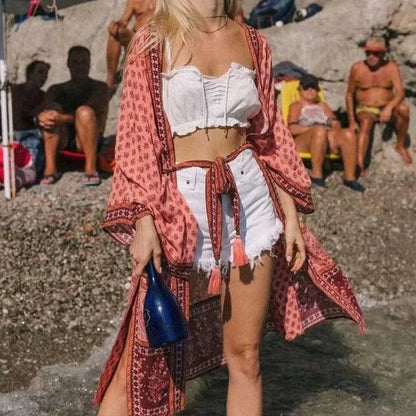 Vintage-style beach kimono