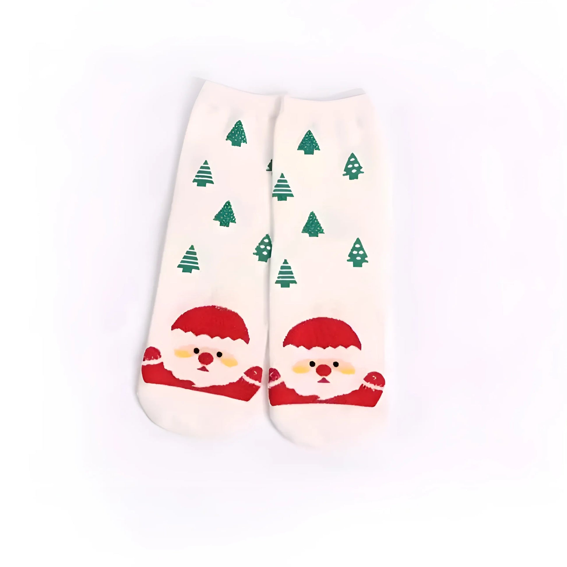 White Ankle Socks with Festive Patterns