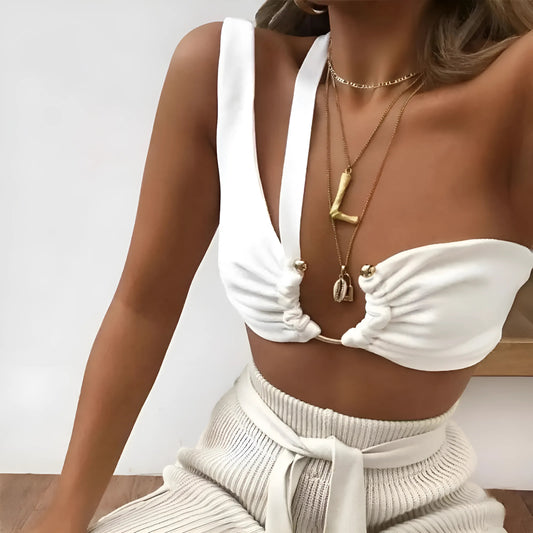 White Asymmetrical Bandeau Bra