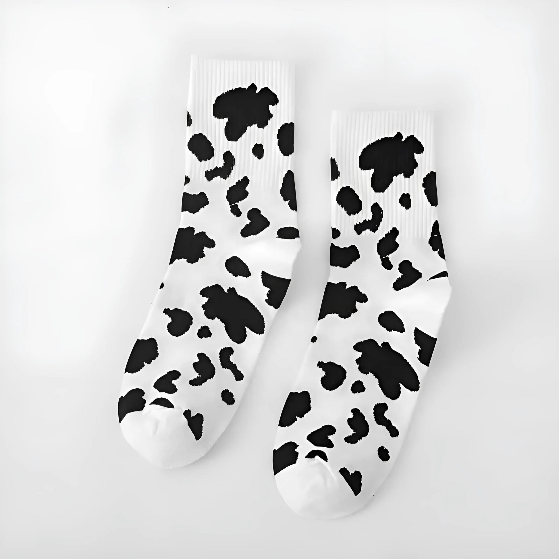 White-Black Cow Print Socks