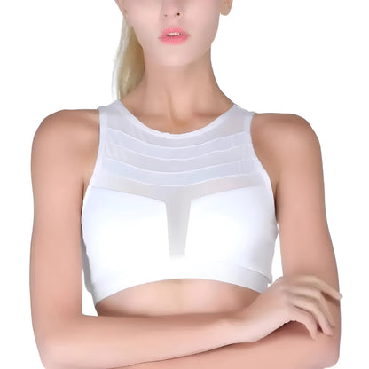 White Breathable Sports Bra with Mesh Panels