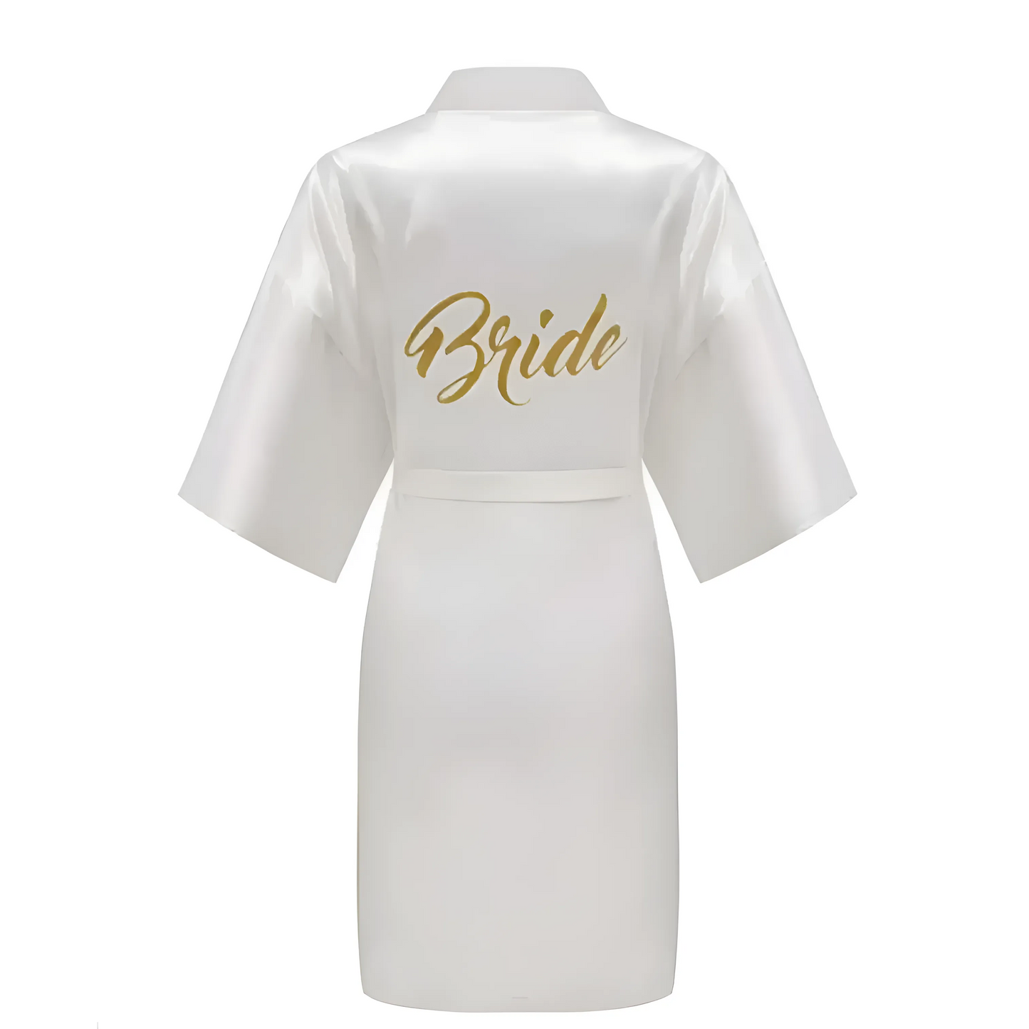 White Bridal Robe with Gold Embroidery