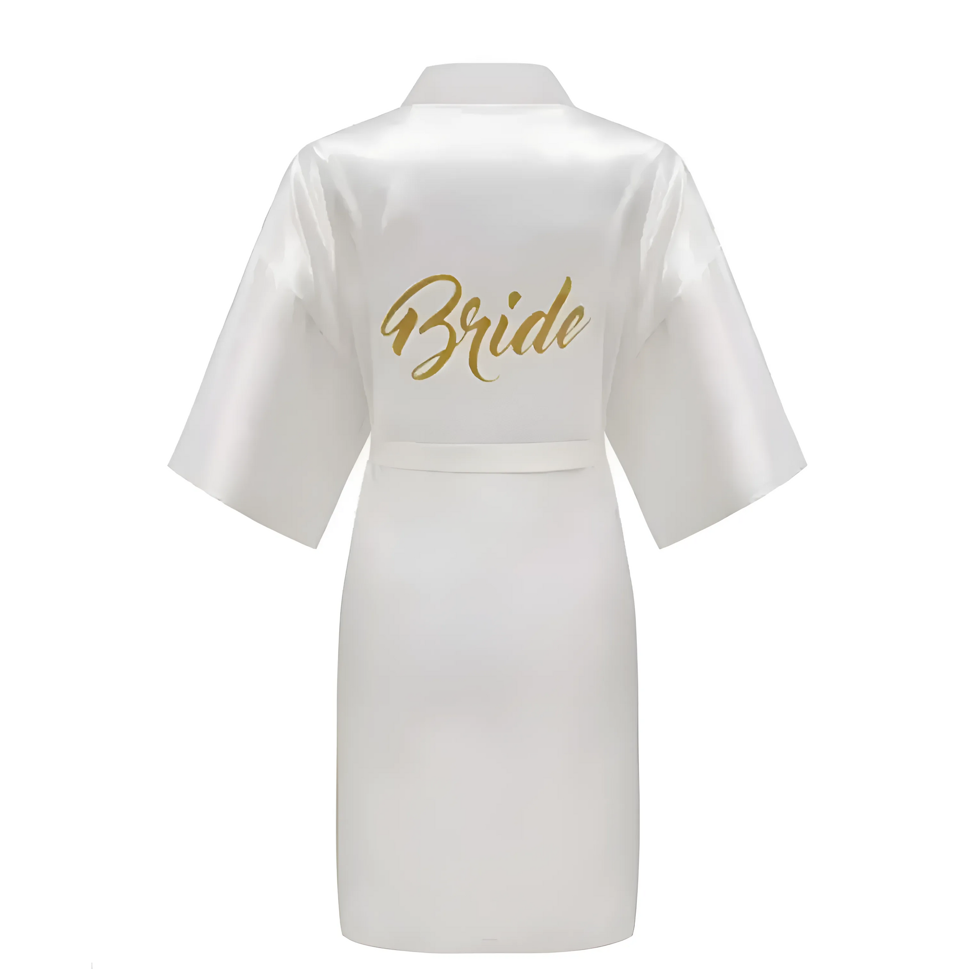 White Bridal Robe with Gold Embroidery