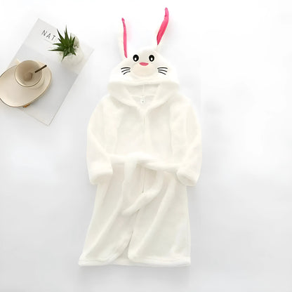 White Children's Bunny Motif Bathrobe