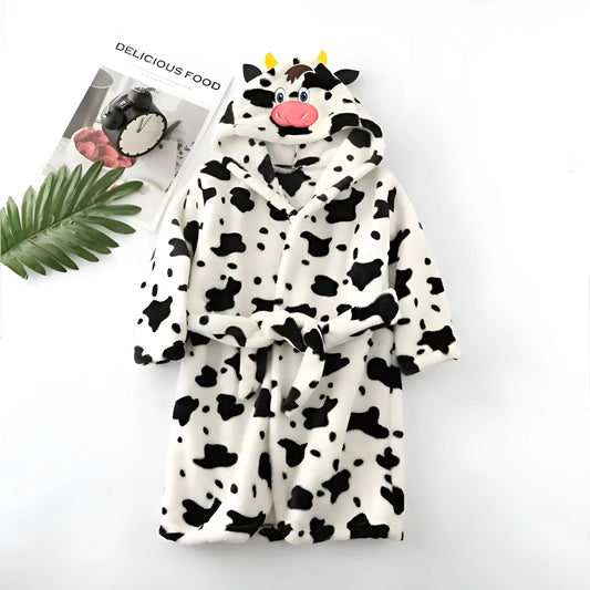 White Children's Cow Print Bathrobe