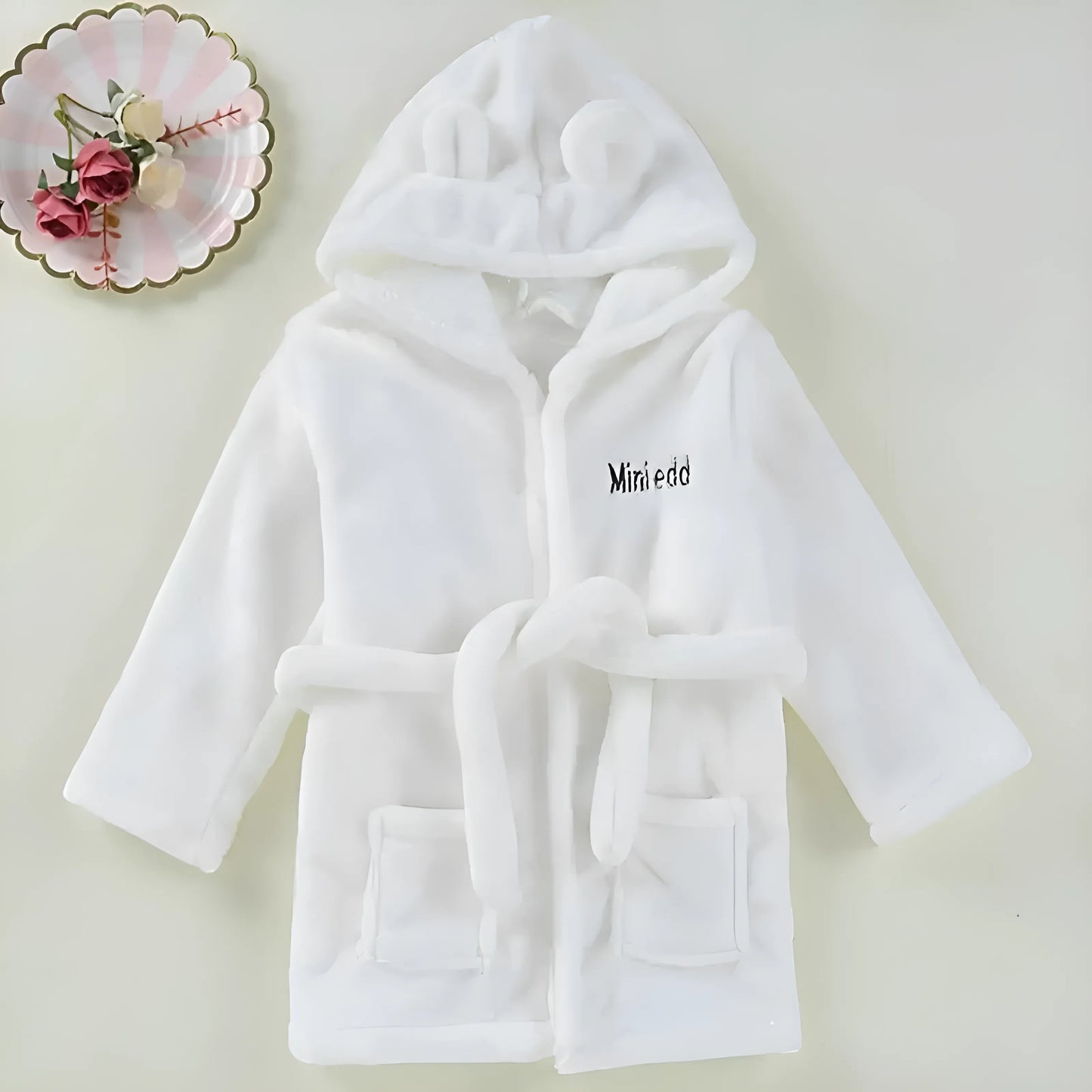 White Children's Hooded Bathrobe