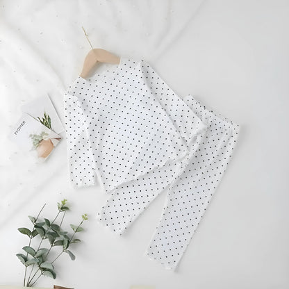 White Children's Long Sleeve Dotted Pyjamas