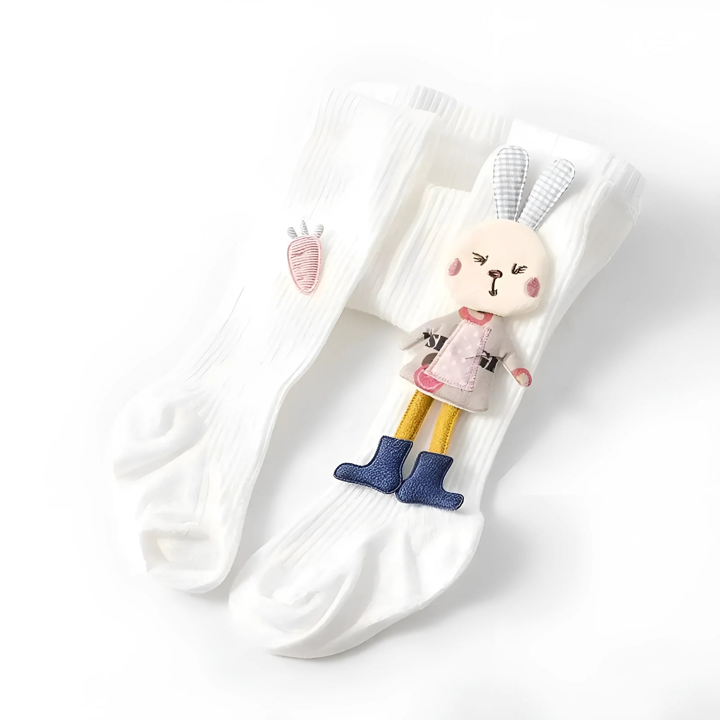 White Children's Tights with Bunny Design