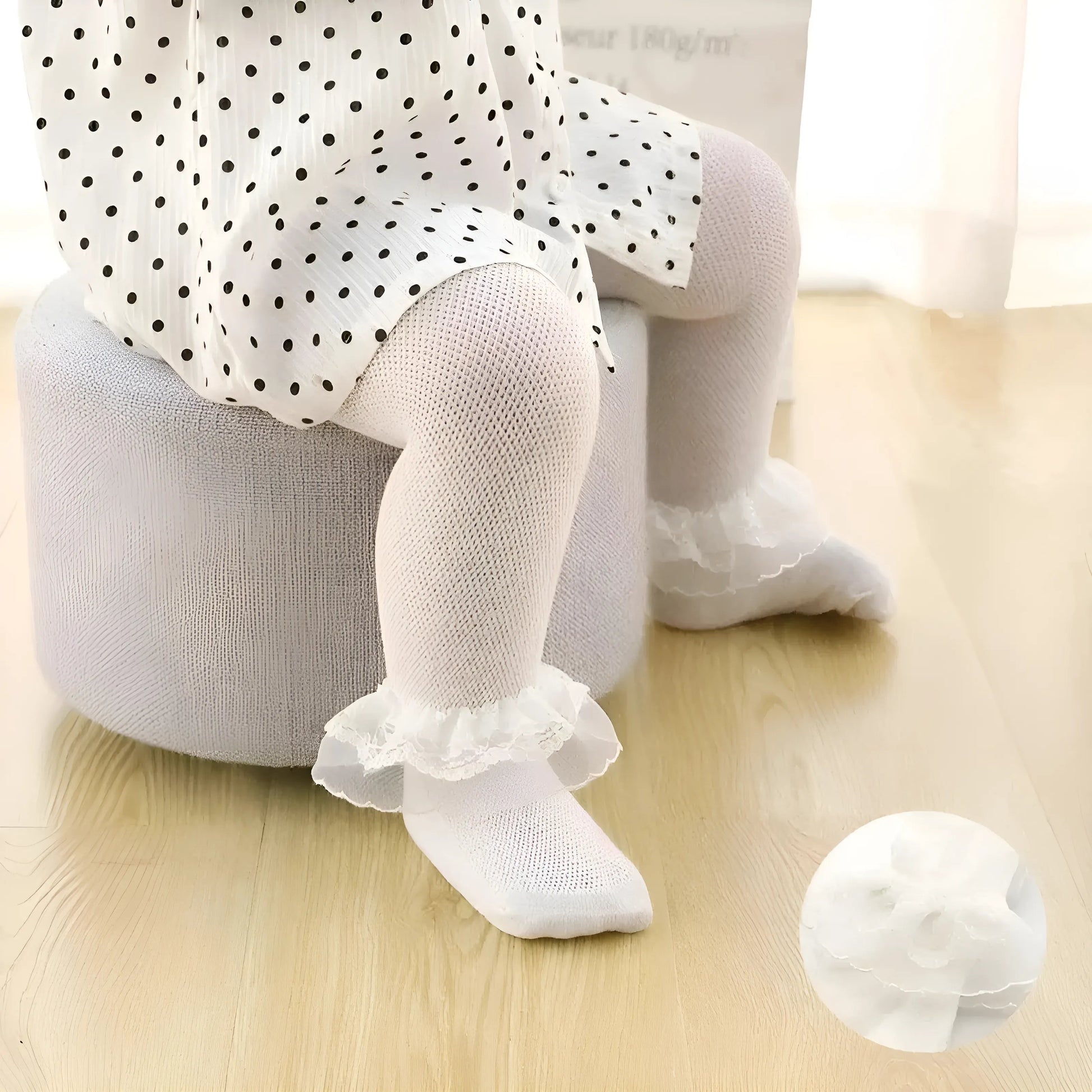 White Children's Tights with Decorative Frill